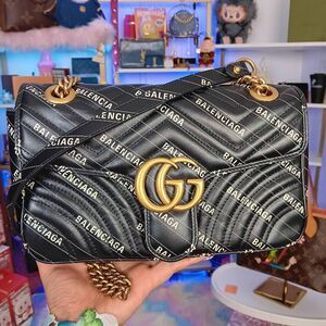 New Gucci x Balenciaga The Hacker Project GG Marmont Crossbody Shoulder Bag Blac